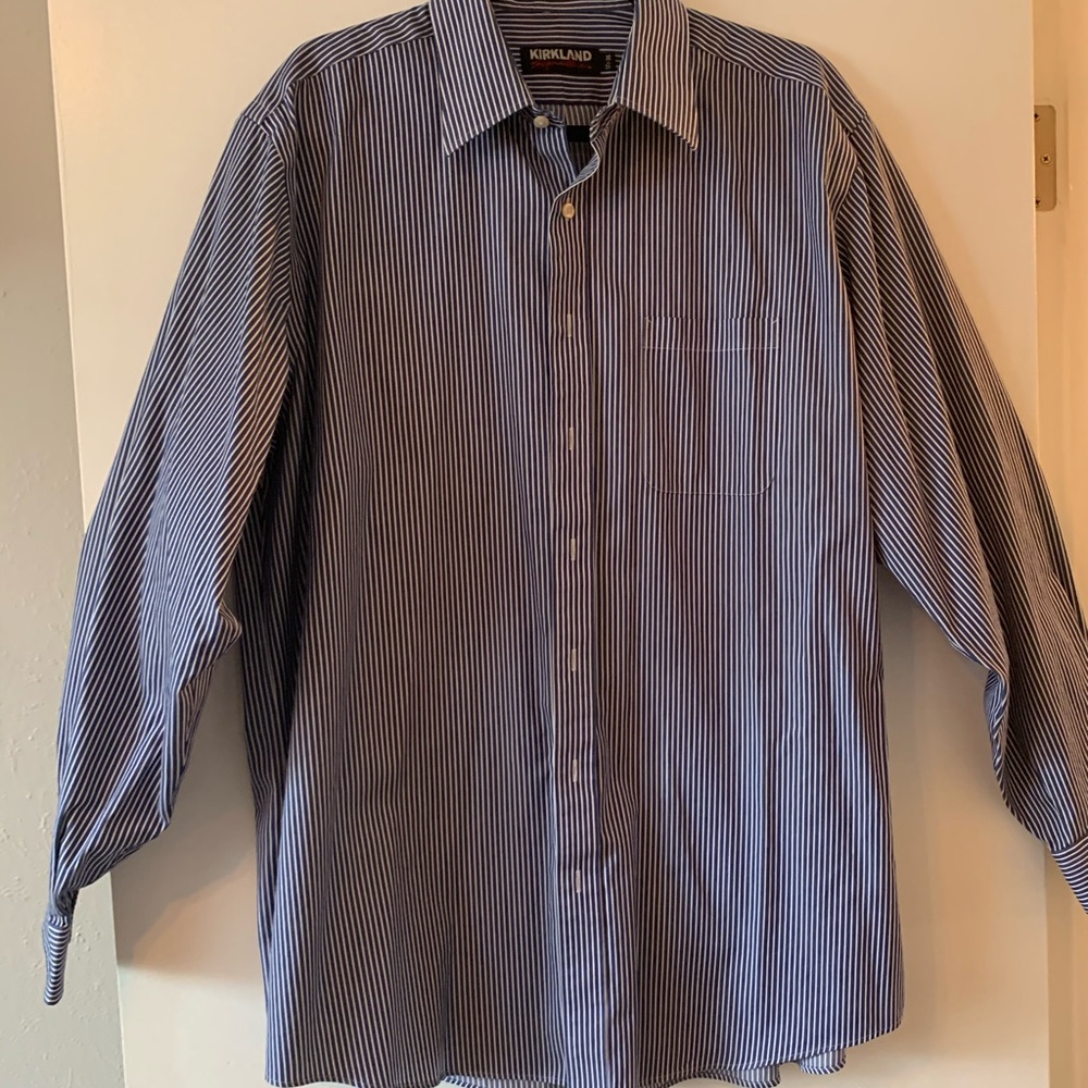 Blue button up Kirkland shirt XXL 17 1/2 36